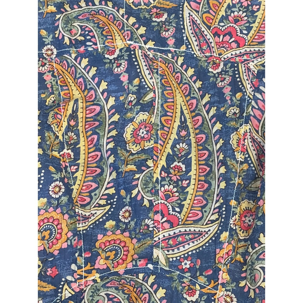 Cino Womens Blue Paisley Crinkle Cotton Button Down Shirt Long Sleeve Size XS - Picture 7 of 7